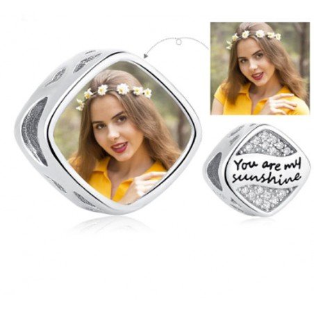 Charm cuadrado con foto personalizado plata de ley