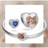 Charm personalizado corazón azul plata de ley foto