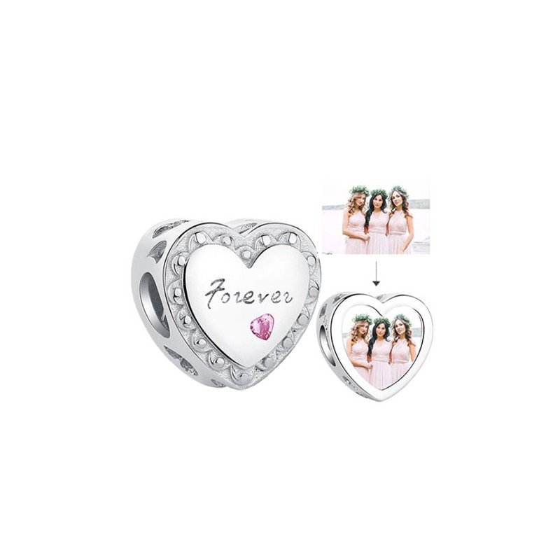 Para siempre charm plata de ley corazón personalizado