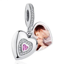 Charm colgante corazón doble con foto personalizada