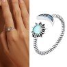 Sol y luna en plata anillo ajustable