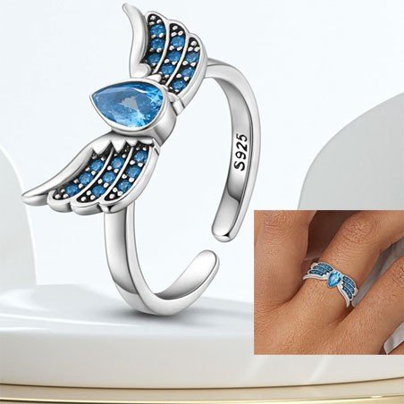 Anillo alas azules para soñar ajustable plata mujer