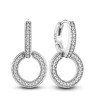 Doble aro con brillantes pendientes de plata y brillantes blancos mujer