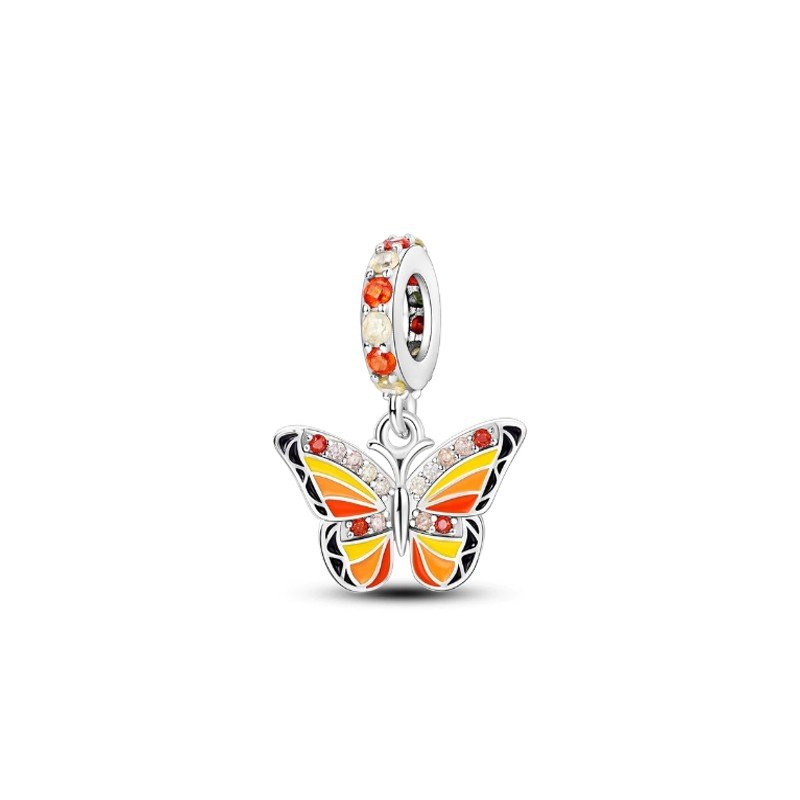 Mariposa tonos cálidos charm plata de ley mujer