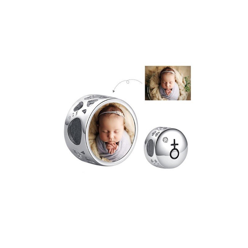 Charm redondo bebé niño con foto personalizado para pulseras