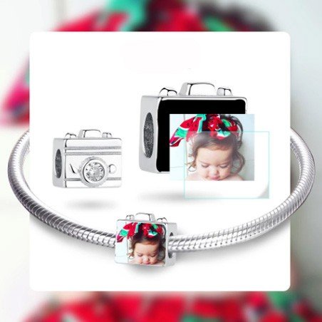 Charm cámara de fotos personalizado con tu foto en plata