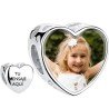 Tu mensaje y foto personalizada charm corazón plata de ley