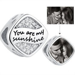 Eres mi rayo de sol charm con foto plata y brillantes