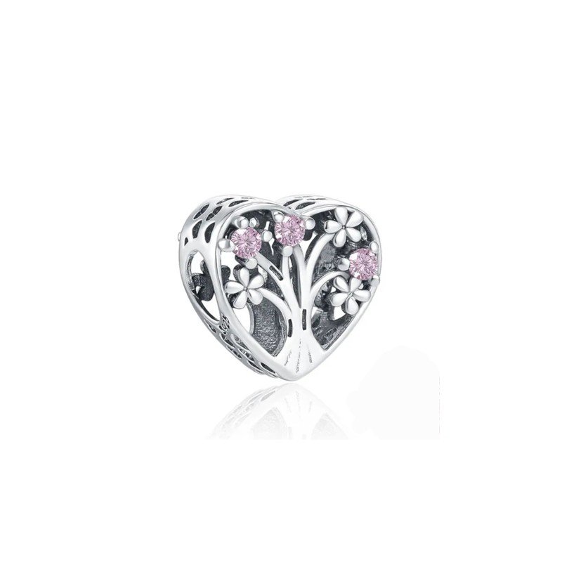 Charm corazon arbol de la vida plata