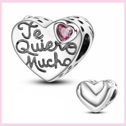 Charm te quiero mucho corazón en plata de ley S925 para regalo