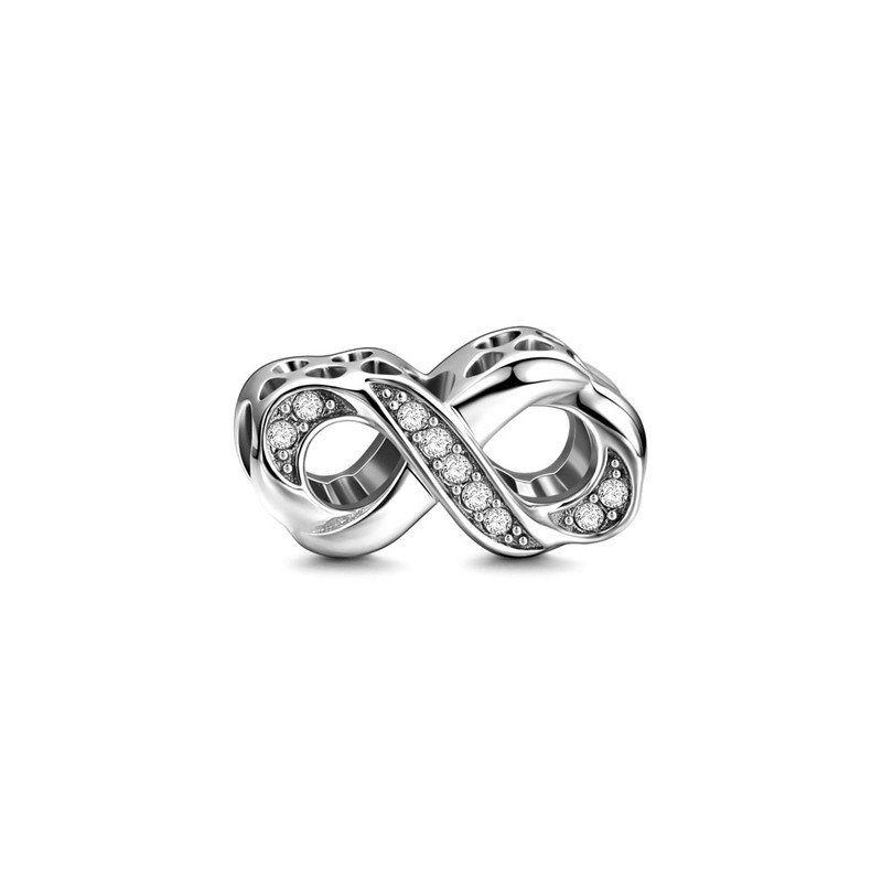 Charm infinito irregular con circonitas plata de ley