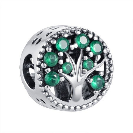 Árbol de la vida charm plata circonitas verdes