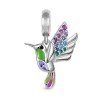 Charm colibrí plata circonitas multicolor colgante