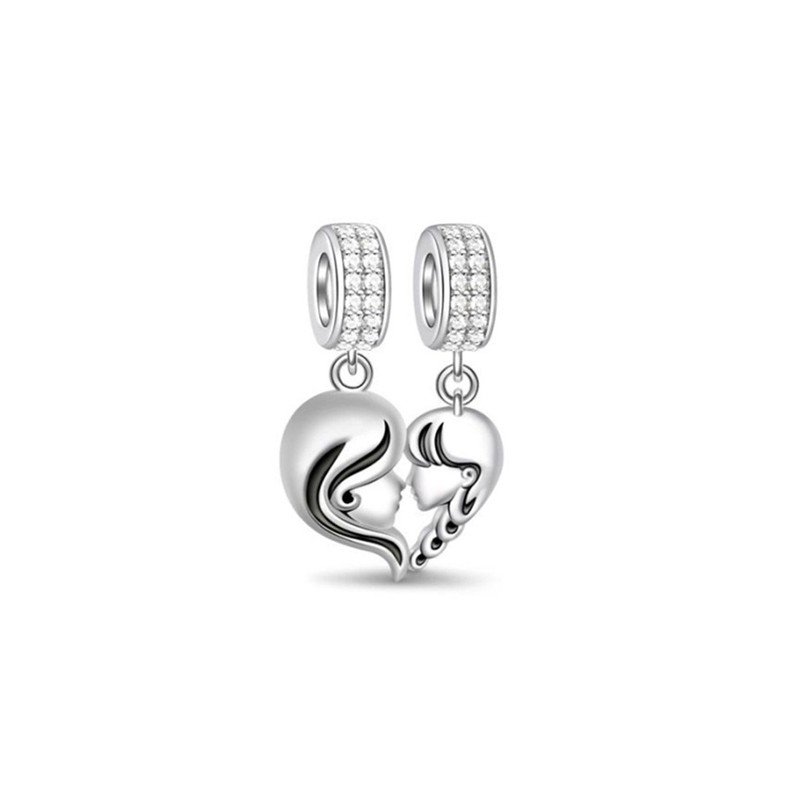 Charms dobles madre e hija colgantes plata