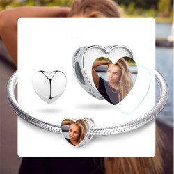 Charm corazón con foto personalizado liso