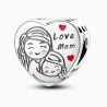 Charm corazón mama e hija Love Mom plata