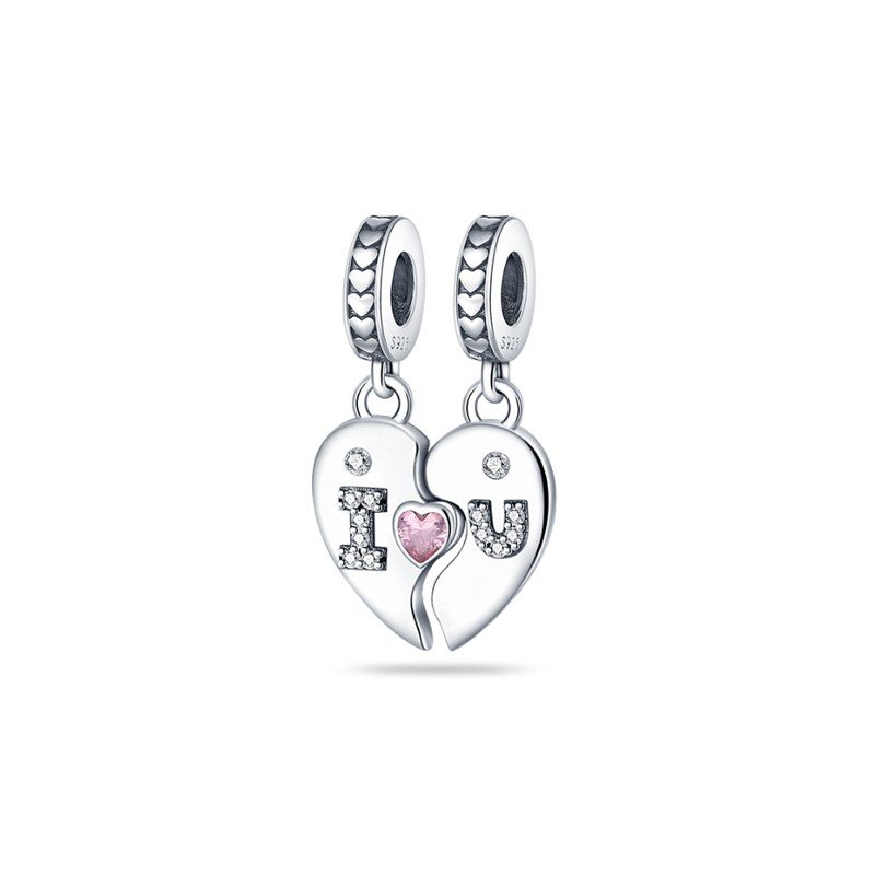 Charm doble I love you circonitas plata compatible