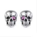 Pendientes skull calavera ojo corazón fucsia mujer Plata de Ley 925 garantía joyería gótica