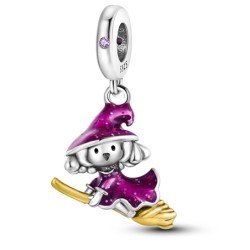 Bruja de la suerte morada charm plata