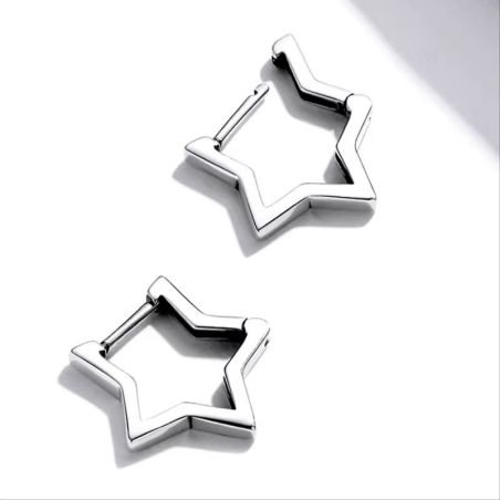 Pendientes estrella básicos plata de ley 925 mujer aretes estrella minimalistas con hebilla joyería de moda diaria