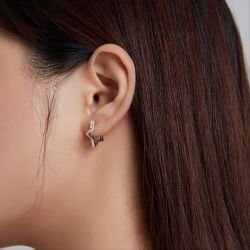 Pendientes estrella básicos plata de ley 925 mujer aretes estrella minimalistas con hebilla joyería de moda diaria