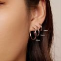 Pendientes de aro 3 tamaños clásicos para mujer de Plata de Ley 925 básicos joyería