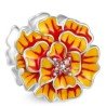 Charm Primavera flor naranja esmaltada plata