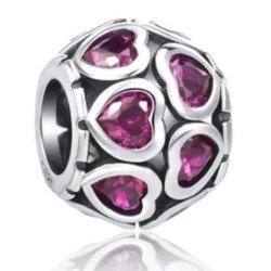 Bola corazones fucsia charm...