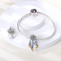 Charm plumas atrapa sueños mágico en plata