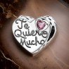 Charm te quiero mucho corazón en plata de ley S925 para regalo