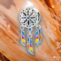 Charm plumas atrapa sueños mágico en plata