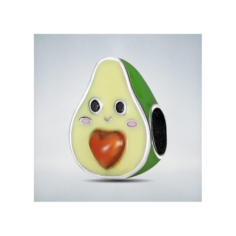 Charm aguacate esmaltado corazón sonriente compatible