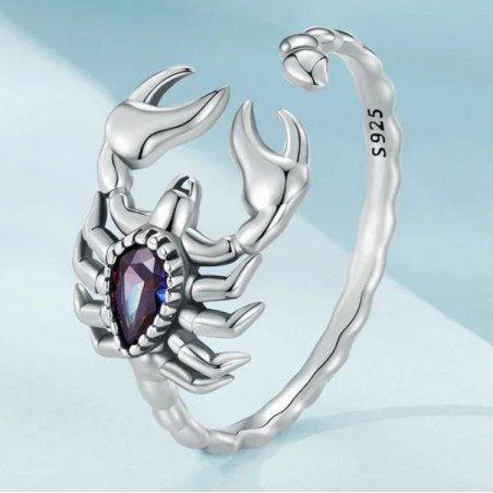 Anillo escorpión escorpio horóscopo ajustable mujer plata