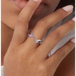 Anillo mariposas circonitas naturaleza plata de ley mujer