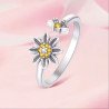 Anillo ajustable naturaleza abeja y flor plata de ley