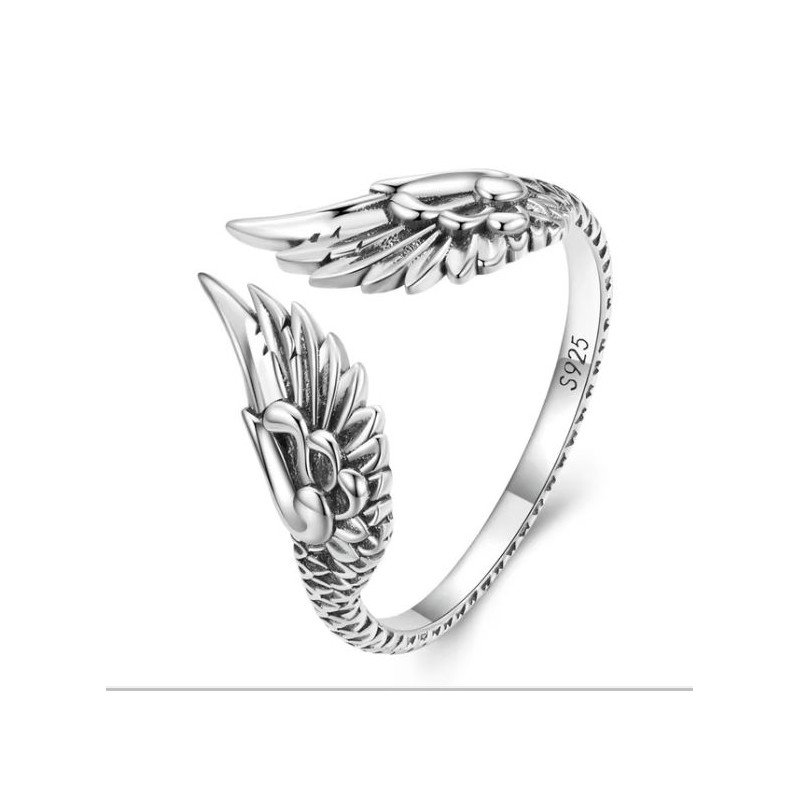 Anillo alas de ángel ajustable plata de ley regalo