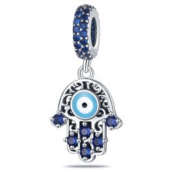 Hamsa mal de ojo charm colgante para pulseras y cadenas plata de ley protectora