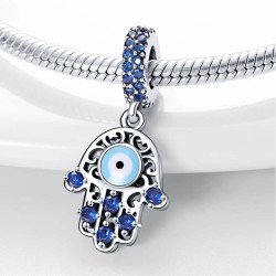 Hamsa mal de ojo charm colgante para pulseras y cadenas plata de ley protectora