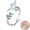 Colibrí anillo suerte y abundancia ajustable mujer plata de ley S925 joyería