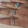 Anillo mano Hamsa protección y mal de ojo con piedra gota atrapa luz plata