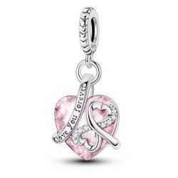 Amor charm plata corazón eterno Pink infinito colgante plata de ley compatible