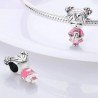 Niña con gato charm plata de ley rosa compatible con pulseras europeas