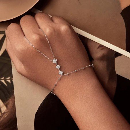 Pulsera dedo plata de lley 3 estrellas del destino S925 Pulsera dedo plata de lley 3 estrellas del destino S925