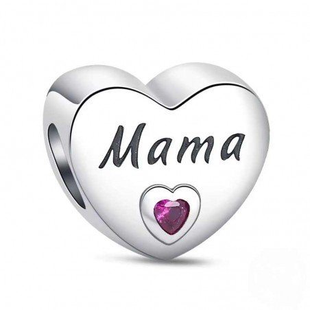 Charm Mamá corazón plata de ley compatible con Pandora Charm Mamá corazón plata de ley compatible con Pandora