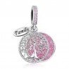 Árbol de la vida charm plata colgante redondo purpurina Family