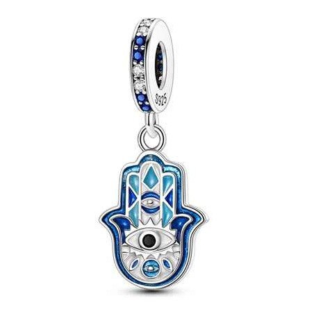 Mano Hamsa ojo mal de ojo compatible en plata de ley para pulseras Mano Hamsa ojo mal de ojo compatible en plata de ley para pulseras