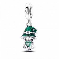Charm Gnomo colgante plata 1ley corazón verde
