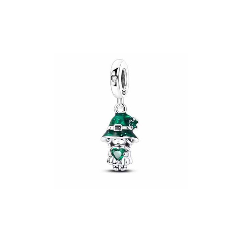 Charm Gnomo colgante plata 1ley corazón verde